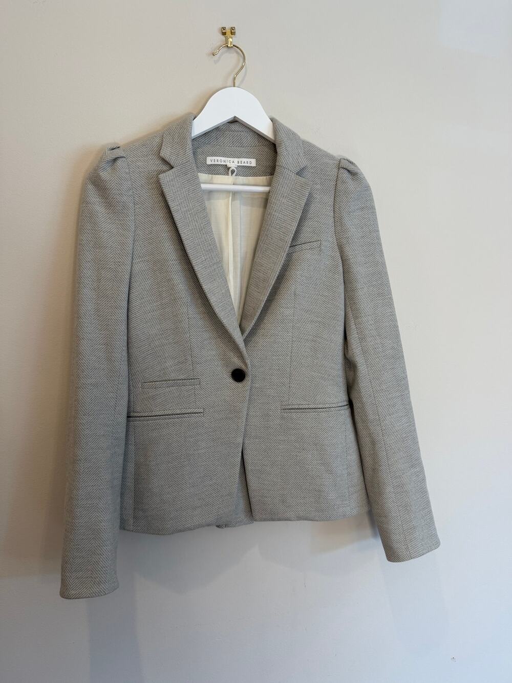 Veronica Beard Dickey Blazer Gray Herringbone Jacket Size 4